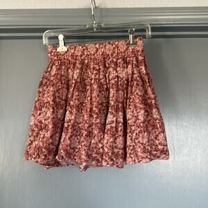 American Eagle Outfitters Floral Cotton/Linen Blend Peasant Mini Skirt Lined XS